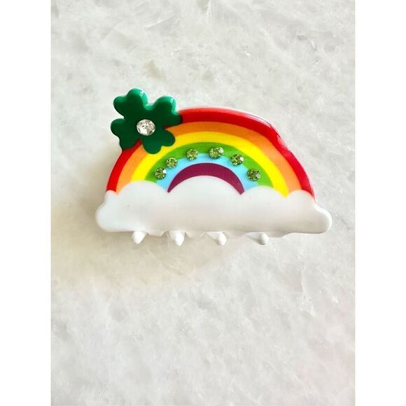Lucky St. Patrick’s Day rainbow hair claw with rhinestone embellishment ￼ - Picture 2 of 2